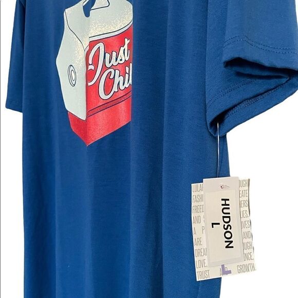 LuLaRoe Women’s Large Hudson Short Sleeved Tee “Just Chill” Casual Streetwear - Picture 8 of 13